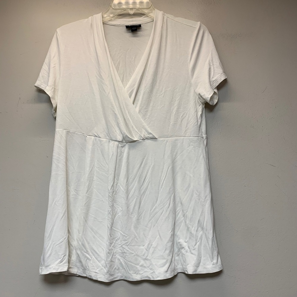 J. Jill Wearever Top Womens Small White Excellent Surplice V-Neck Tunic 14544